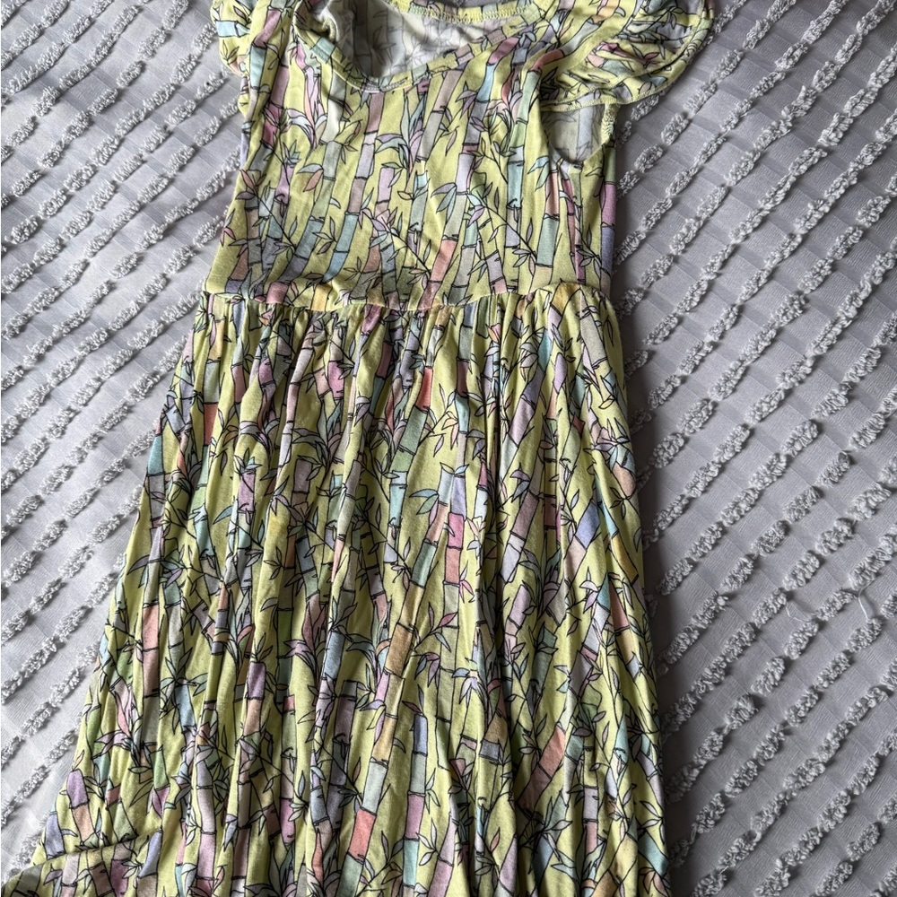 Kids Yellow Bamboo Print Dress